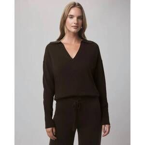 NEW SPLENDID women's tori cashmere polo sweater in black